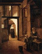 Woman Peeling Vegetables in the Back Room of a Dutch House Pieter de Hooch